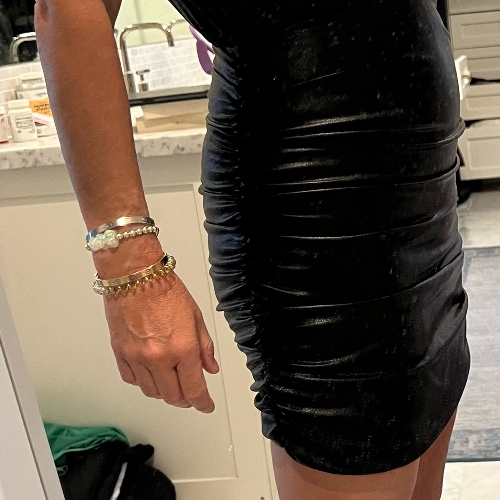 Amanda Uprichard pleather Black Ruched Dress - Women